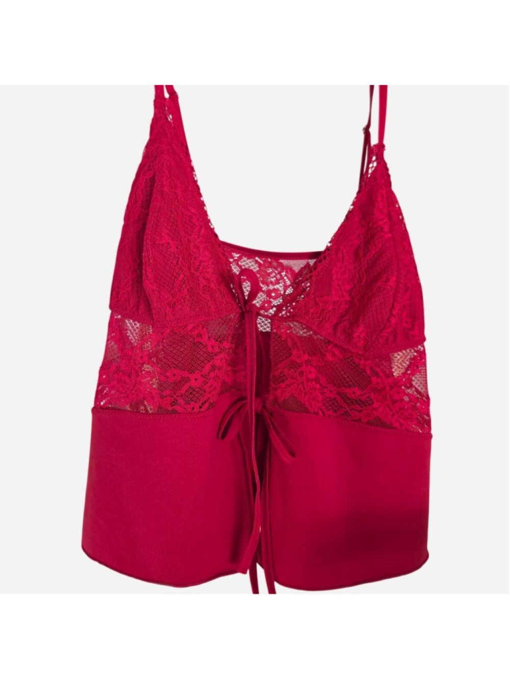 vintage Red lace lingerie top with tie front detail #lingerie #romantic
